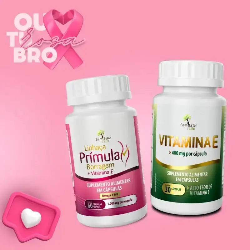 PRIMULA LINHAÇA E BORRAGEM-60 CAPS - PRESENTE VITAMINA E-400MG-30 CAPS 