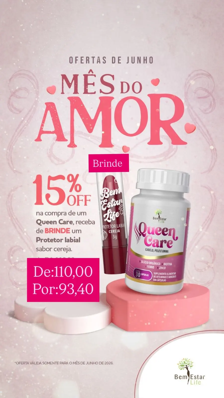 QUEEN CARE BRINDE PROTETOR SOLAR CEREJA