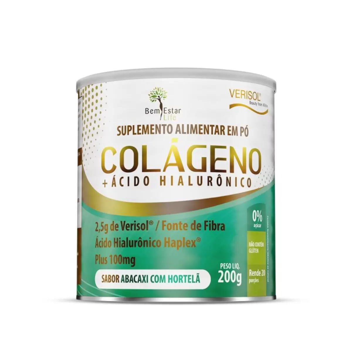 COLÁGENO VERISOL COM ACIDO HIALURONICO - Sabor Abacaxi Com Hortelã